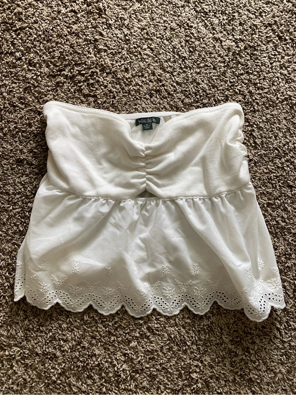 white eyelet baby doll strapless top